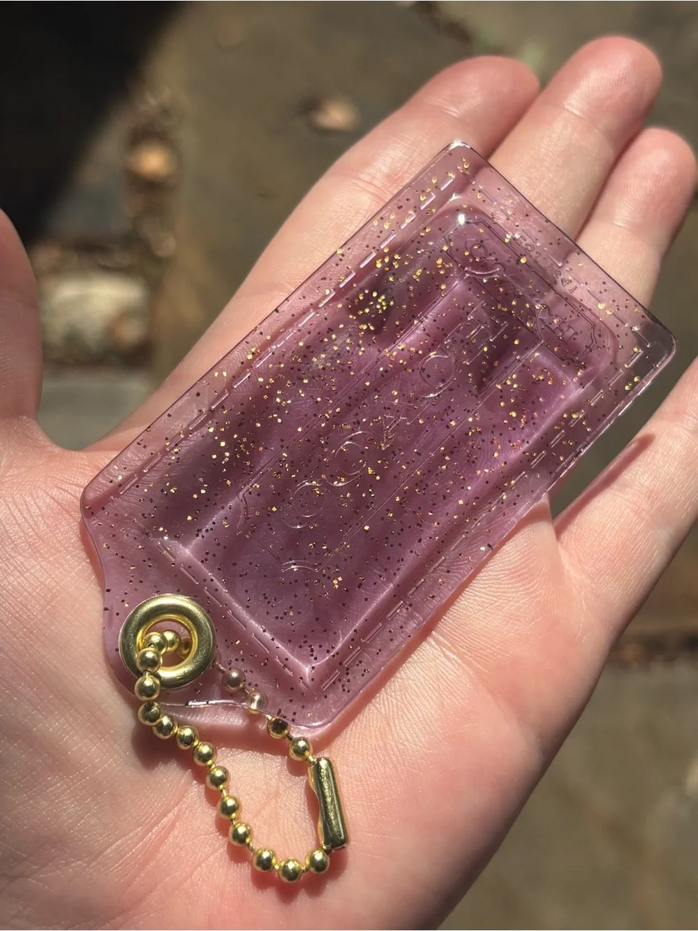Vintage Coach Purple Gold Glitter XL Hang Tag